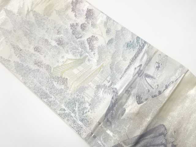 寺院風景模様織り出し　袋帯